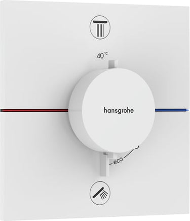 hansgrohe ShowerSelect Comfort E termostatarmatur til indbygning med afspærring til 2 udtag mat hvid - 1