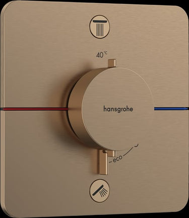 hansgrohe ShowerSelect Comfort Q termostatarmatur til indbygning med afspærring til 2 udtag børstet bronze PVD - 1