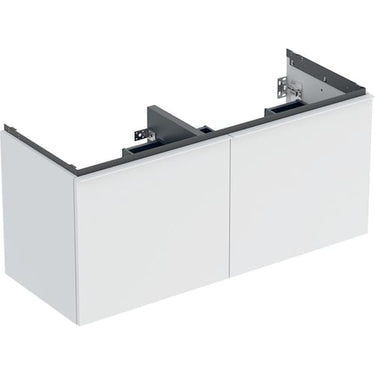 Geberit Acanto underskab til dobbelthåndvask 120 cm 2 sk + 2 indv sk hvid mat/håndtag hvid mat - 1
