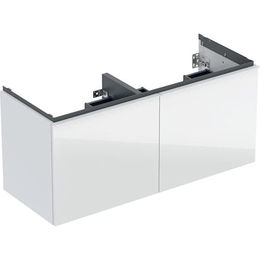 Geberit Acanto underskab til dobbelthåndvask 120 cm 2 sk + 2 indv sk hvid glas blankt/håndtag hvid mat - 1