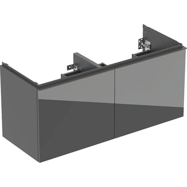 Geberit Acanto underskab til dobbelthåndvask 120 cm 2 sk + 2 indv sk lava glas blankt/håndtag lava mat - 1