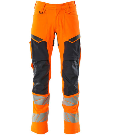 Mascot Bukser med knælommer 19479 Hi-Vis orange/mørk marine str 76C49 - 1