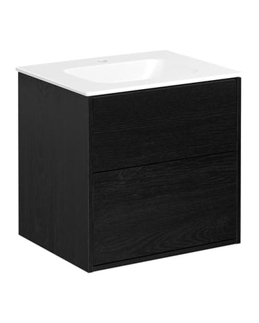 Gustavsberg Artic møbelsæt 60cm 2sk/vask mat hvid/sort askefinér - 1