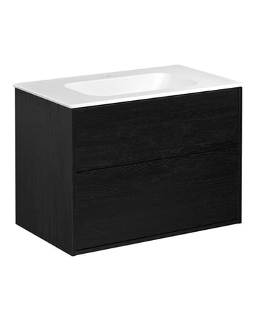 Gustavsberg Artic møbelsæt 80cm 2sk/vask mat hvid/sort askefinér - 1