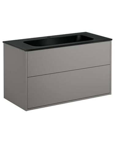 Gustavsberg Artic møbelsæt 100cm 2sk/vask mat sort/askegrå - 1