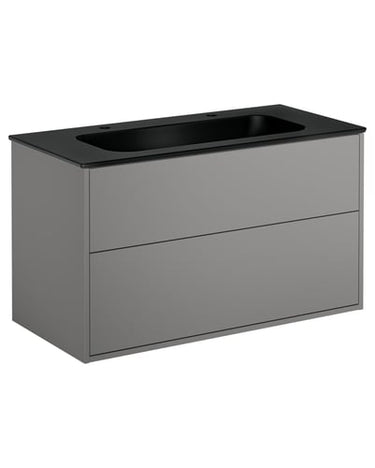Gustavsberg Artic møbelsæt 100cm 2sk/vask 2hh mat sort/askegrå - 1