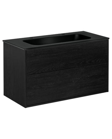 Gustavsberg Artic møbelsæt 100cm 2sk/vask 2hh sort/sort askefinér - 1