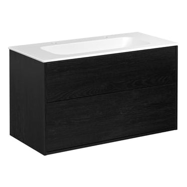 Gustavsberg Artic møbelsæt 100cm 2sk/vask 2hh mat hvid/sort askefinér - 1