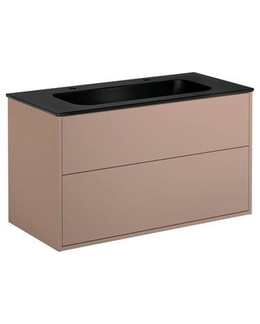 Gustavsberg Artic møbelsæt 100cm 2sk/vask 2hh mat sort/peach - 1