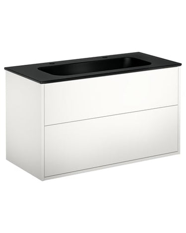 Gustavsberg Artic møbelsæt 100cm 2sk/vask 2hh mat sort/hvid - 1