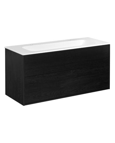 Gustavsberg Artic møbelsæt 120cm 2sk/vask 2hh mat hvid/sort askefinér - 1