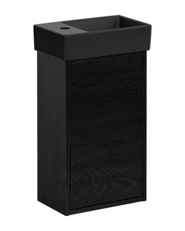 Gustavsberg Artic S møbelsæt 36cm vask hh th mat sort/sort askefinér - 1