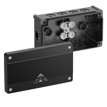 Forgreningsdåse Abox 025/2-L/sw 87X152x52mm sort IP66 - 1