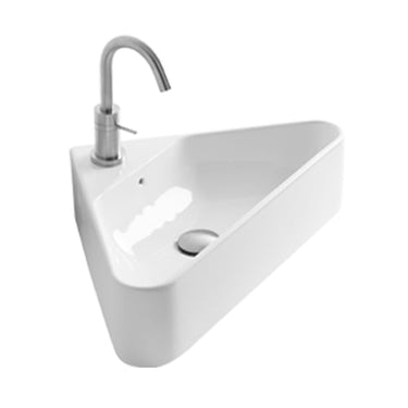 Lavabo Axa Corner håndvask porcelæn 425x425x130mm t/bordpl/væg hvid - 1