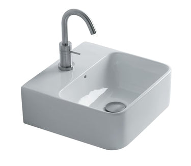 Lavabo Axa 1020 håndvask porcelæn 350x350x130mm t/bordpl/væg hvid - 1