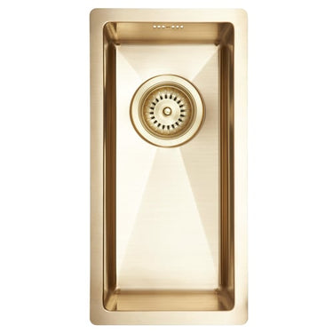 Lavabo Kubus 180 Soft køkkenvask 220x440x145mm strainer børstet messing - 1