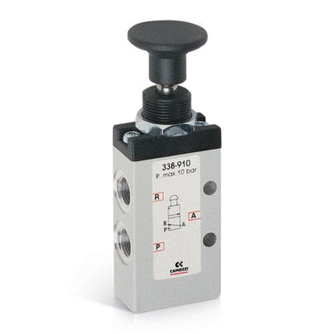 Manually operated valve-3/2 NC- 1/8 - push pull knob-spring338-915 MAN. VALVE SER. 3 - 1