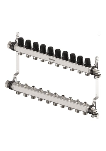 Uponor Vario S fordelerrørsæt 10 kredse x 3/4" Euro - 1