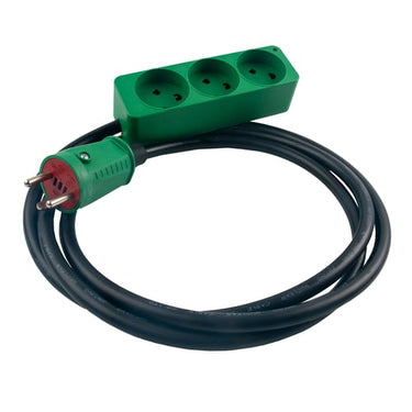 Kabelsæt DK 3-stikdåse med jord og LED indikator. 16A IP20. 25M 3G1,5 H07RN-F. - 1