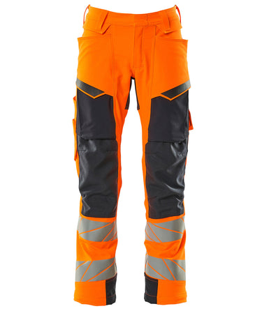 Mascot Bukser med knælommer 19079 Hi-Vis orange/mørk marine str 82C46 - 1