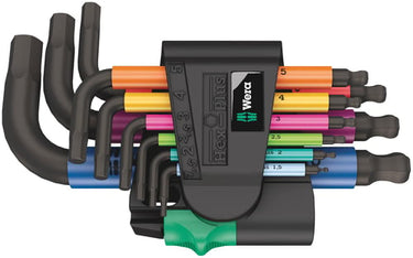 950/9 Hex-Plus Multicolour 2 Vinkelnøglesæt metrisk BlackLaser 9 dele Kvalitets vinkelnøglesæt til skruer med indvendig sekskant i praktisk clip af slitagefrit materiale til varigt sikkert hold på vin - 1