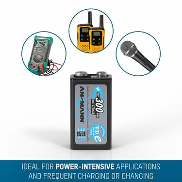 Batteri pro 9V 300 MAH genopladelig - 1