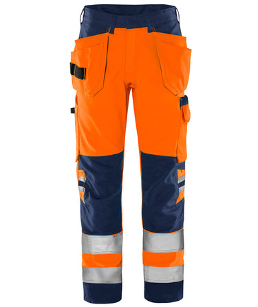 Green håndværkerbukser kl.2 2641 Hi-Vis GPL orange/marine str C66 - 1