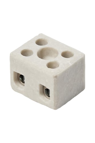 Kronemuffe porcelæn 6 mm2 (massiv) 2 polet med hul - 1
