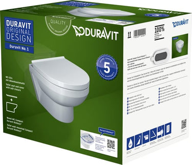 Duravit No. 1 sampak inkl. Rimless vægskål/soft close sæde 480 mm - 1