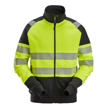 Snickers Hi-Vis sweatjakke lang lynlås kl. 2 str L gul/sort - 1