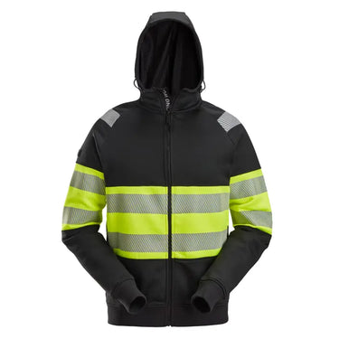 Snickers Hi-Vis hættetrøje lang lynlås kl. 1 str L sort/gul - 1