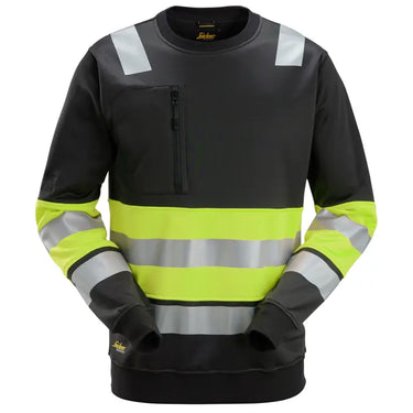Snickers Hi-Vis sweatshirt kl. 1 str XS sort/gul - 1