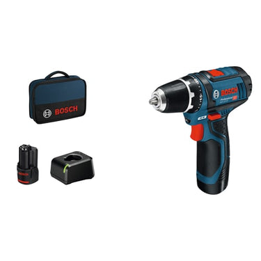 Blå Bosch 12V bore-/skruemaskine GSR 12V-15 m/2X2AH lader og taske - 1