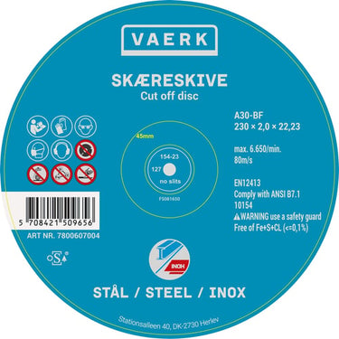 Skæreskive forsat 125x2,5x22 stål/stainless steel - 1