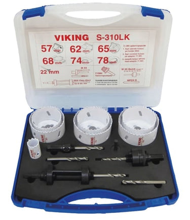 VIKING Hulsavesæt S-310LK HSS Bi-M 8-Cobalt 22-78mm Elektrikersæt med 7 hulsave og Easy Eject holder - 1