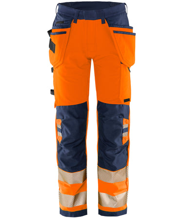 Green stretch overalls kl.2 Hi-Vis orange/marine str D84 - 1