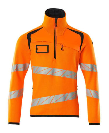 Mascot Striktrøje med kort lynlås 19005 Hi-Vis orange/mørk marine 3XL - 1