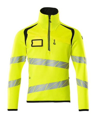 Mascot Striktrøje med kort lynlås 19005 Hi-Vis gul/sort 2XL - 1