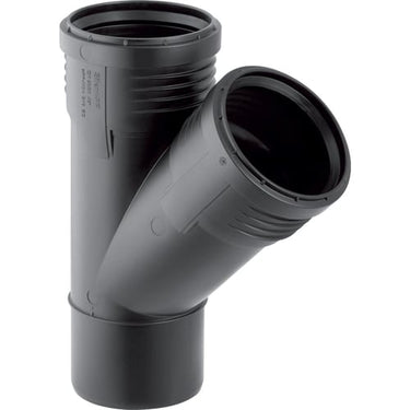 Geberit Silent grenrør 45° PP 110/110mm mf sort - 1