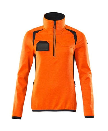 Mascot Fleecetrøje med kort lynlås 19353 Hi-Vis orange/mørk marine str L - 1