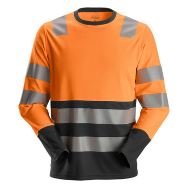 Snickers High-Vis langærmet T-shirt 2433 orange/sort klasse 2 str XL - 1