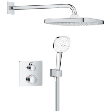 GROHE Grohtherm sampak til indbyg m/ tempesta 250 cube håndbruser 2 spray brusestang og 1500mm bruseslange - 1