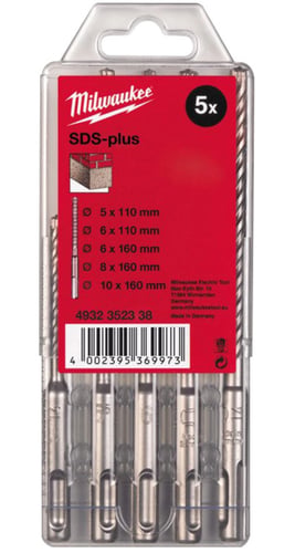 Hammerborsæt SDS-plus 2 skærs 5 dele 5/6x110mm og 6/8/10x160mm - 1