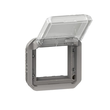 PLEXO 55 IP55 Mosaic adaptor 2 modul grå, transparent klaplåg - 1