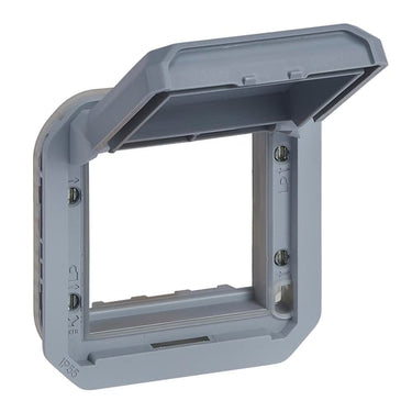 PLEXO 55 IP55 Mosaic adaptor 2 modul grå, gråt klaplåg - 1