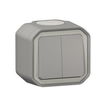 PLEXO55 komplet dobbelt korrespondanceafbryder 2 modul grå - 1