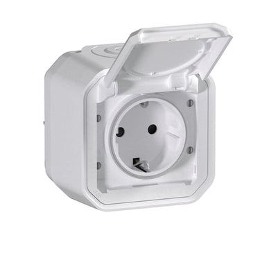 PLEXO55 komplet Schuko stikkontakt auto terminal 16A 2M hvid - 1