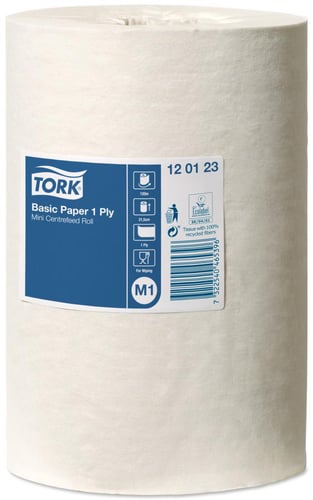 Tork M1 Aftørringspapir Basic hvid 11 rl a 120m - 1