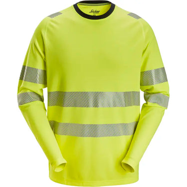 Snickers HiVis 2431 langærmet t-shirt kl 2 gul str M - 1