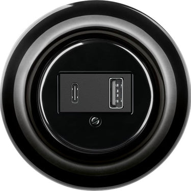 Dobbelt USB oplader USB-A + USB-C Glans sort Decento - 1